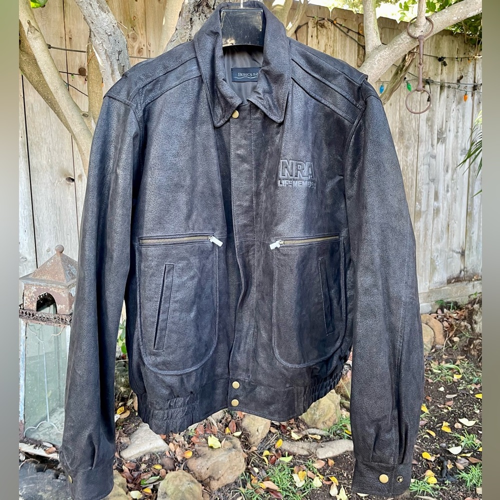 Men’s NRA Leather Bomber Jacket Coat NWT